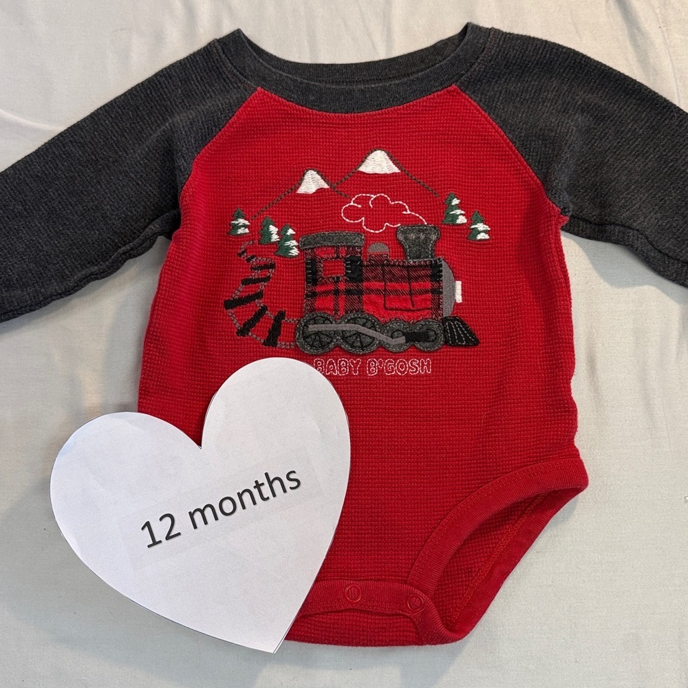 OshKosh B'gosh - Red and Black Infant waffle knit Bodysuit